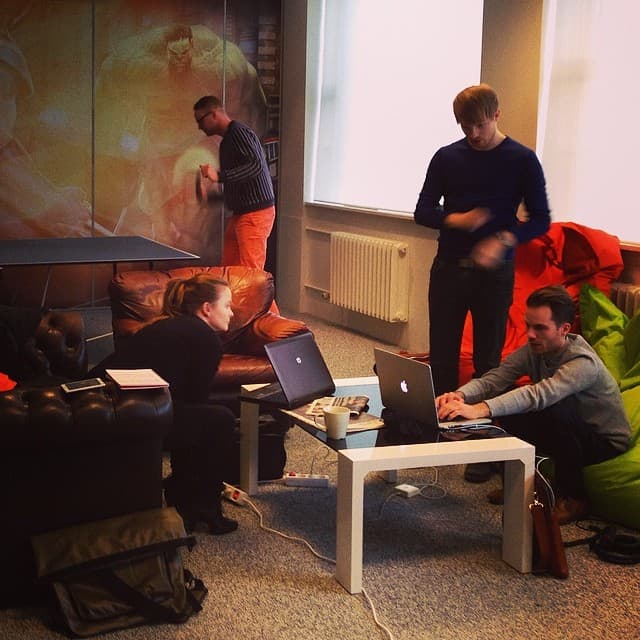 Collaborating with Vettvangur on the 66°North project at their offices. That's Óli playing ping pong in the background.