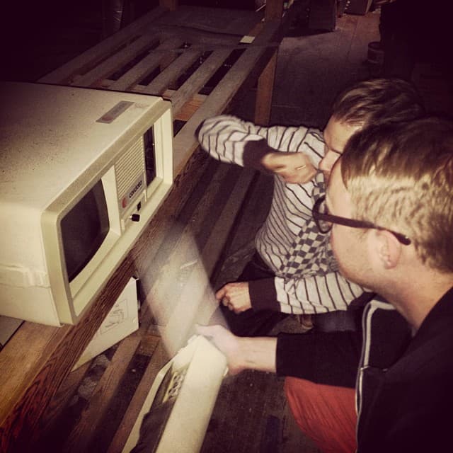 Exploring the attic at Klapparstígur, where we found old CCP Games equipment.