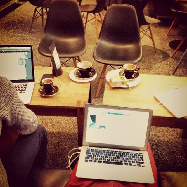 Laptops and espresso.